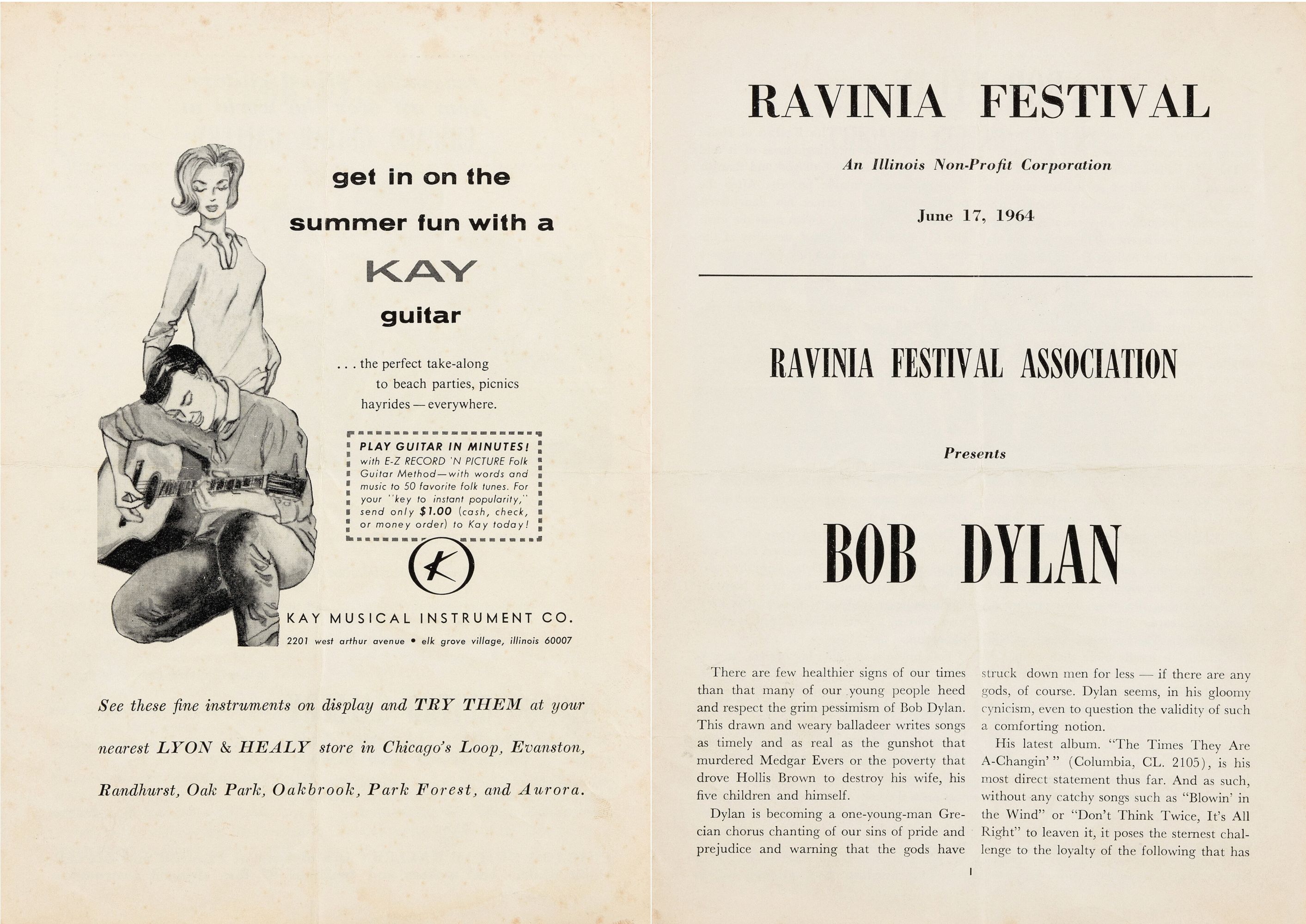 Bob Dylan ravinia festival 1programme