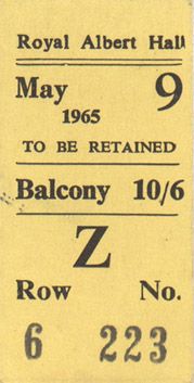 1965 london royal albert hall Bob Dylan ticket