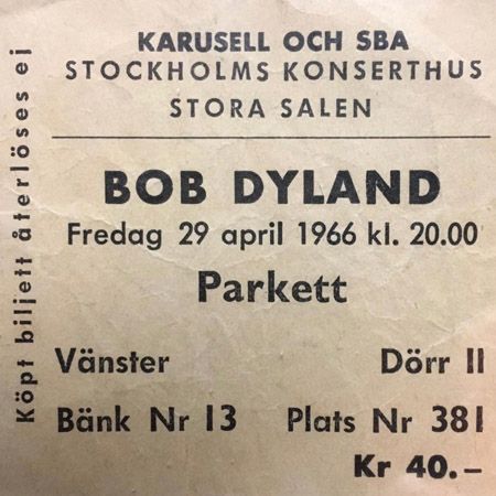 Bob Dylan stockholm ticket