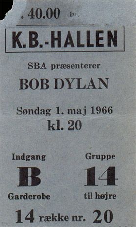 Bob Dylan 1966 ticket copenhague