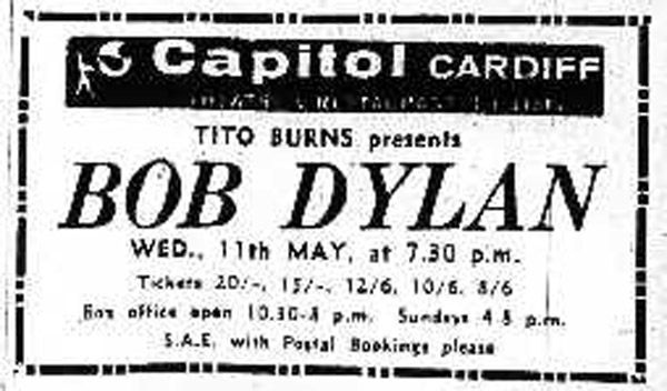 Bob Dylan flyer cardiff 66