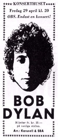 Bob Dylan 1966 UK tour flyer stockholm