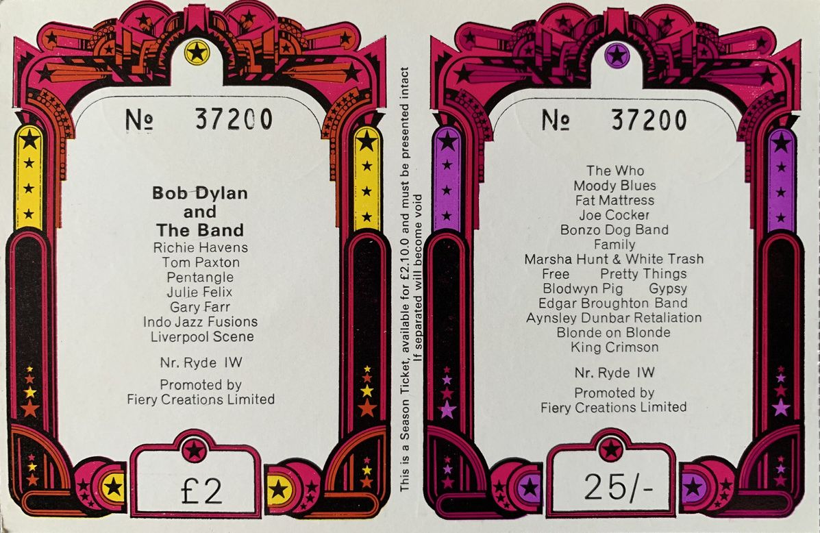 31 August 1969 Isle of wight ticket