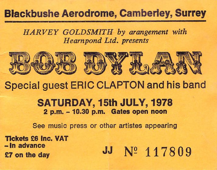 Bob Dylan picnic at blackbushe 1978 ticket