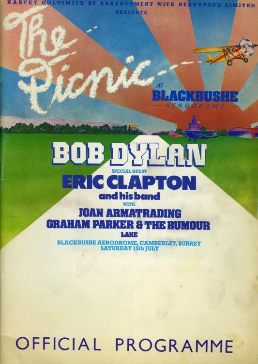 Bob Dylan picnic at blackbushe 1978 Bob Dylan official Programme