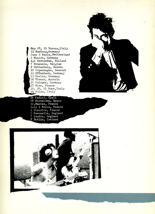 Bob Dylan 1984 europe tour back 2 Programme