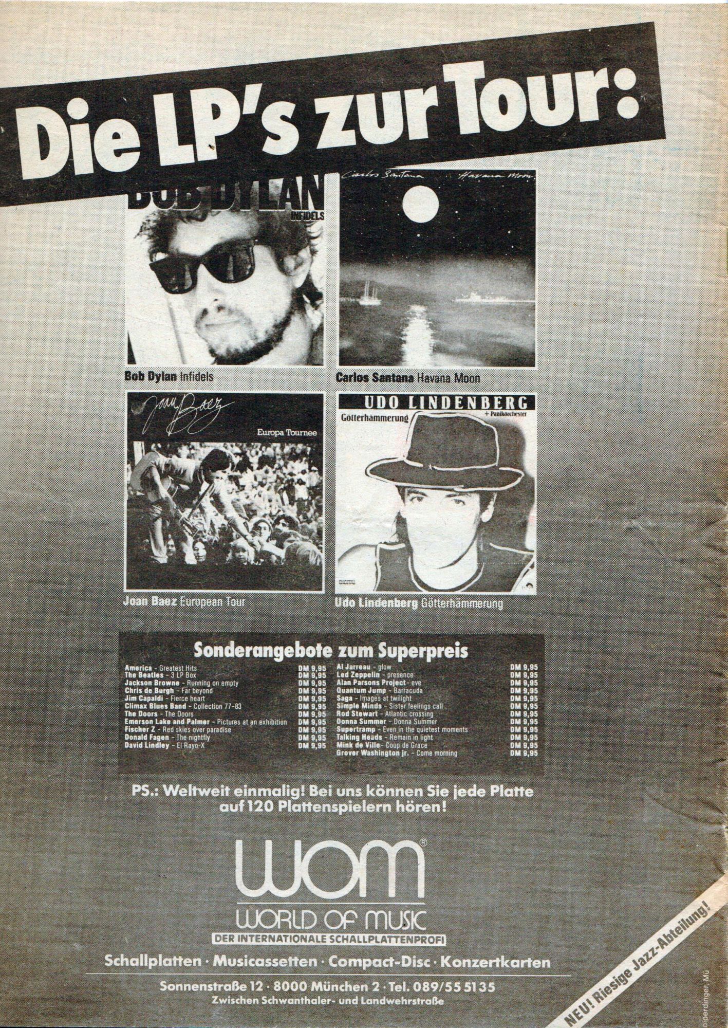 Bob Dylan munich 1984 Programme