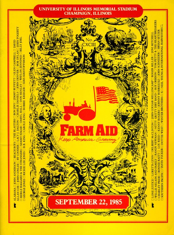 Bob Dylan 22 september 1985 farmaid Programme