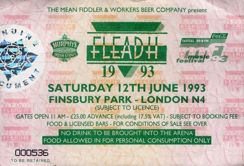 Bob Dylan 1993 06 12 fleadh london ticket