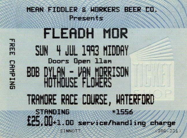 Bob Dylan 1993 07 04 waterford ticket