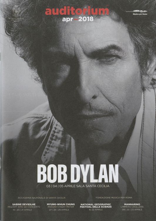 Bob Dylan rome april 2018 Programme