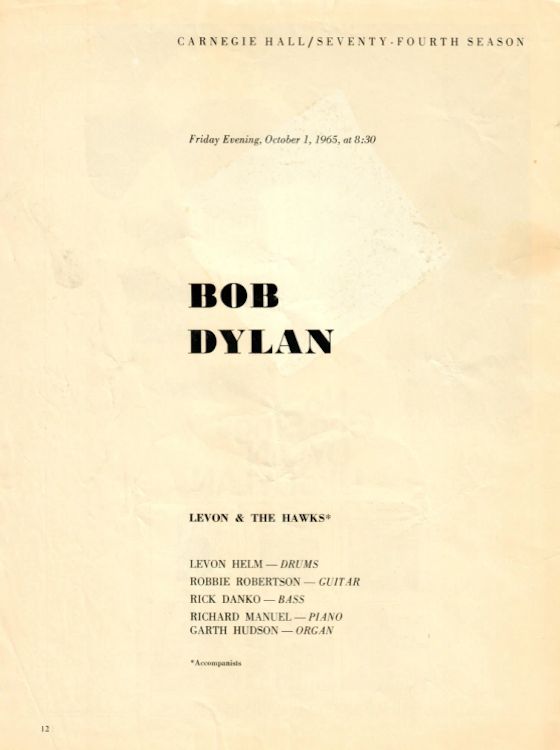 Bob Dylan carnegie-hall 1965 -1