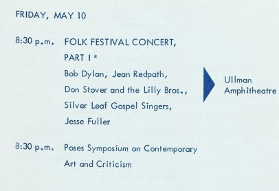 Bob Dylan 1963 Brandeis University  Programme detail
