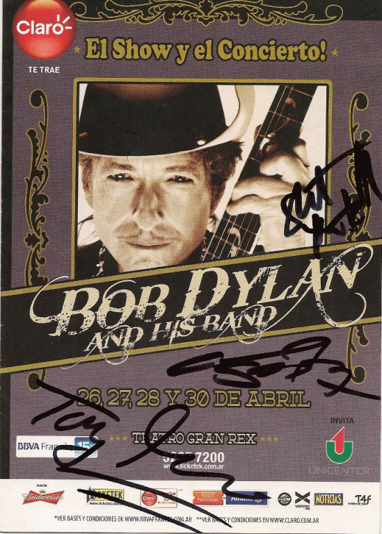 Bob Dylan buenos aires 2012 signed Programme