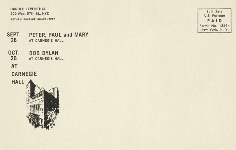 Bob Dylan 26 October 1963, order enveloppe