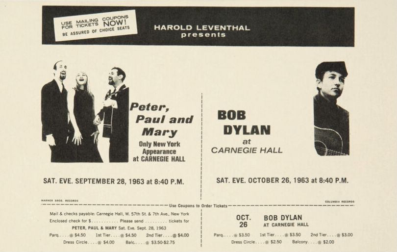 Bob Dylan 26 October 1963, order form
