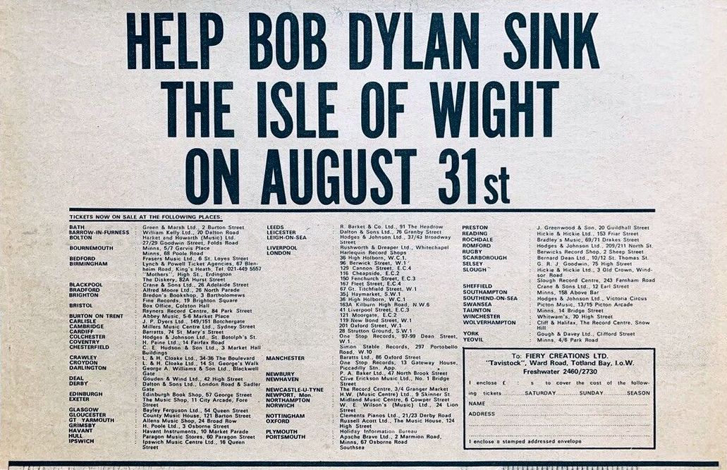 31 August 1969 Isle of wight advertisement
