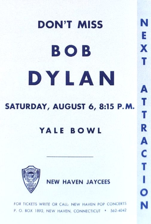 Bob Dylan new haven 1966 flyer cancelled concert