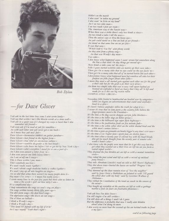 Newport Folk Festival 1963 Bob Dylan Programme inside page 1