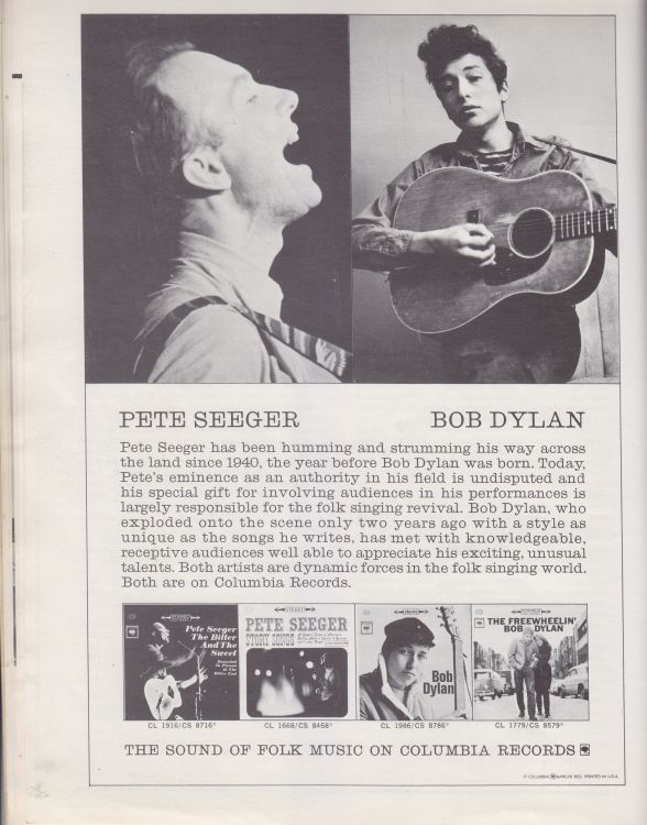 Newport Folk Festival 1963 Bob Dylan Programme inside page 3