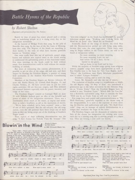 Newport Folk Festival 1963 Bob Dylan Programme inside page 4