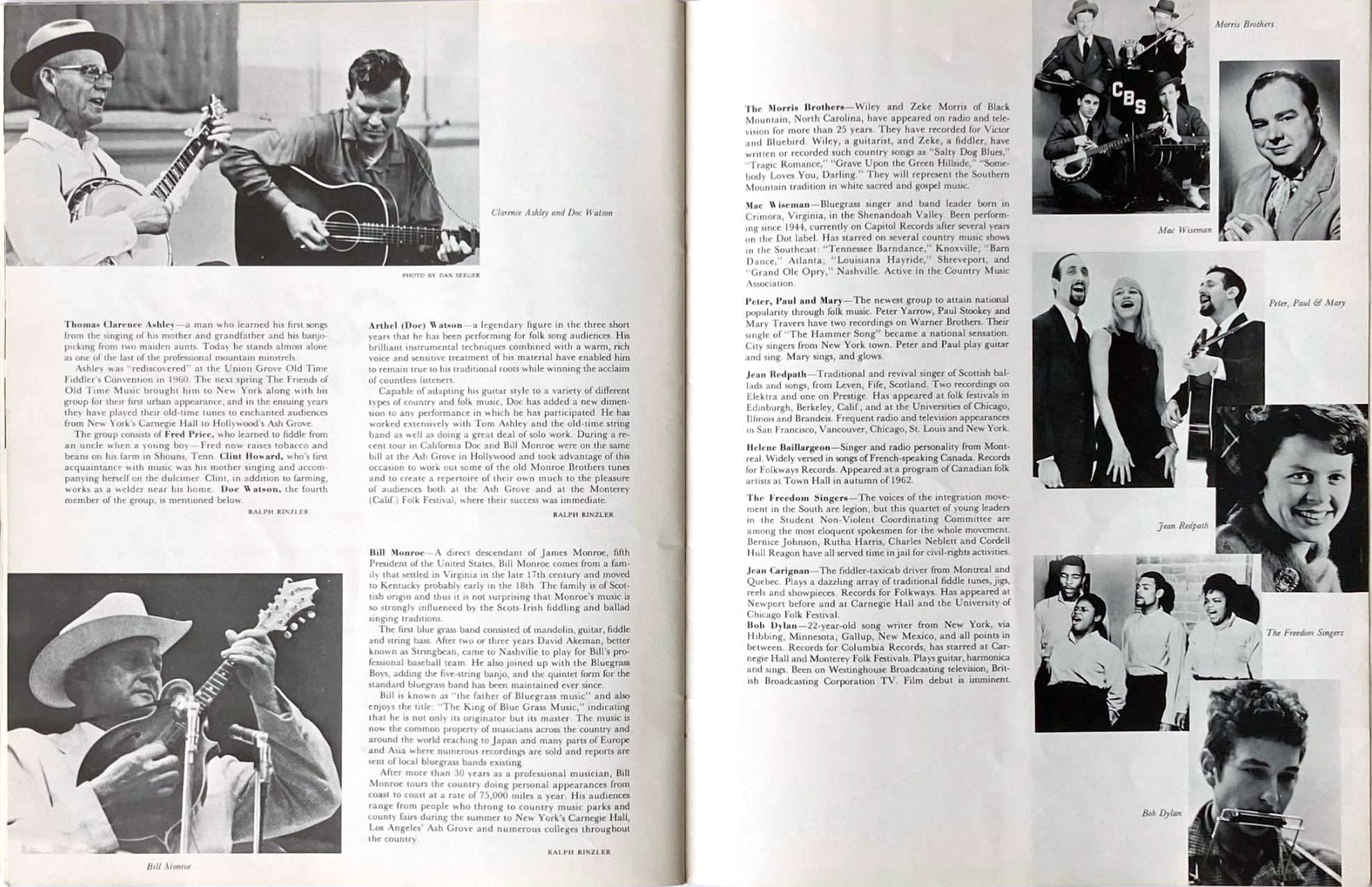 Newport Folk Festival 1963 Bob Dylan Programme inside page 6