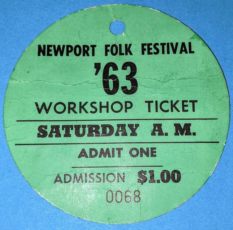 Newport Folk Festival 1963 Bob Dylan ticket