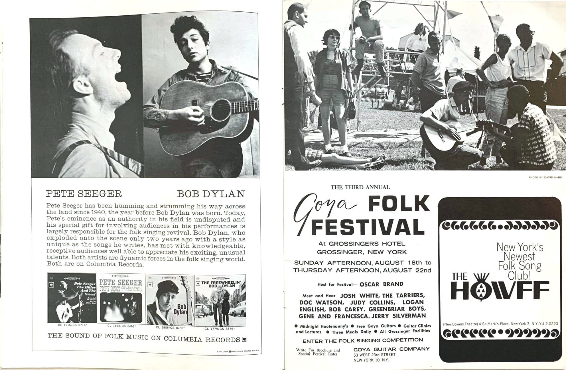 Newport Folk Festival 1963 Bob Dylan Programme inside page 3