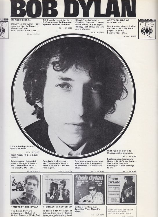 Paris 24 May 1966 Olympia Bob Dylan Programme inner 6