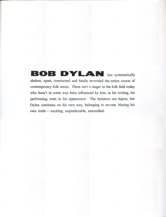 Bob Dylan 1966 UK tour Programme 4