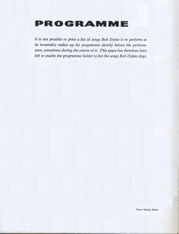 Bob Dylan 1966 UK tour Programme 5