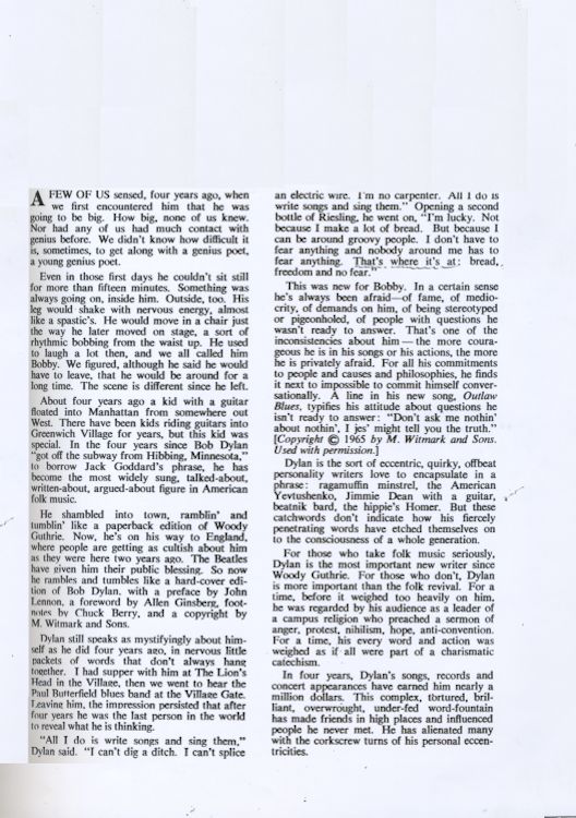 Bob Dylan 1966 UK tour Programme 7