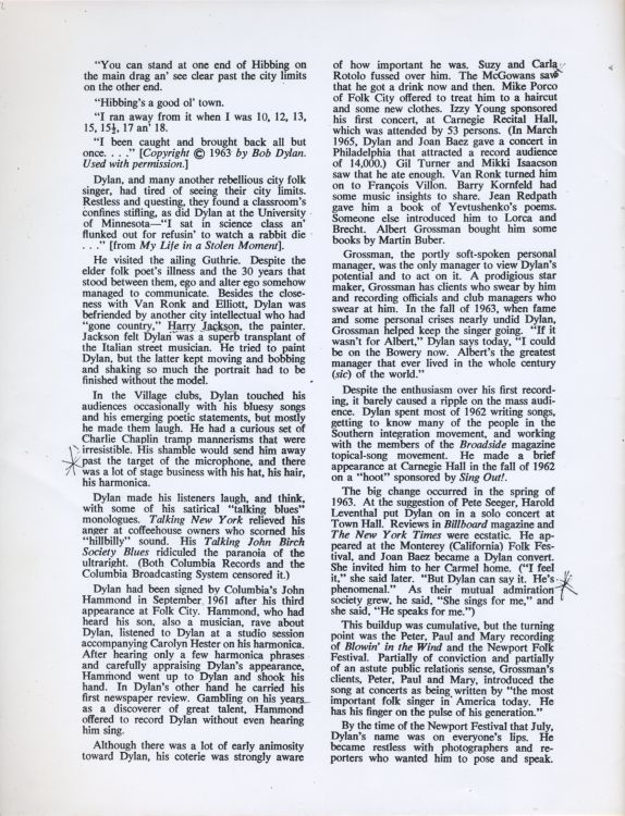 Bob Dylan 1966 UK tour Programme 17