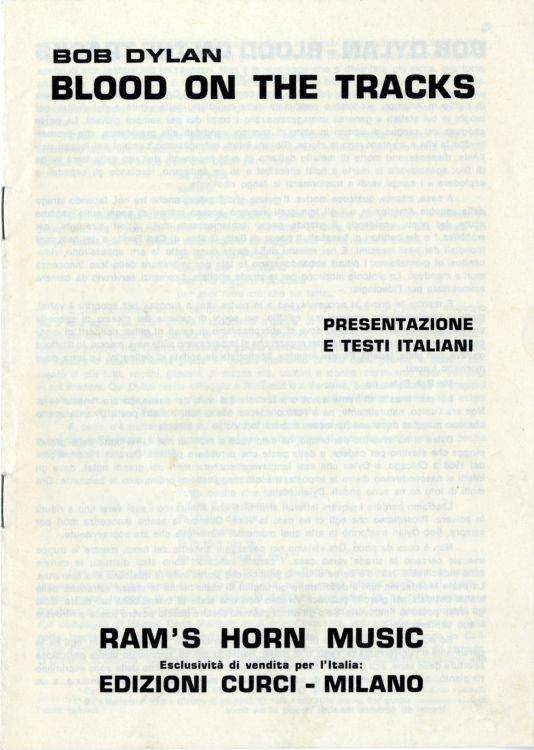 blood on the tracks italy booklet