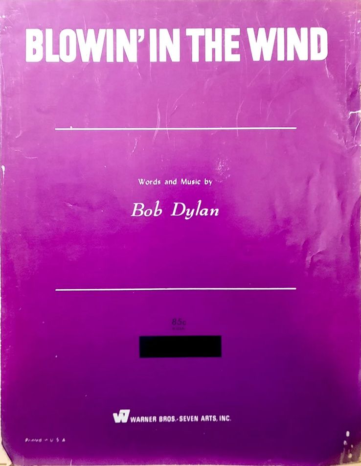 bob dylan blowin' in the wind usa witmark sheet music 85 cts