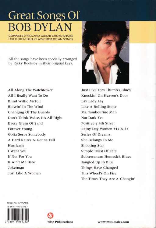 Great Songs Of bob dylan songbook
