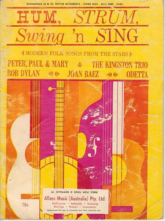 bob dylan Hum, Strum, Swing'n Sing songbook M. Witmark & Sons, Allans Music