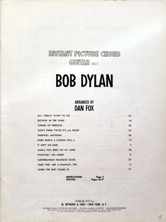 bob dylan Instant Picture Chords Instant Picture Chord Guitar N°2 songbook