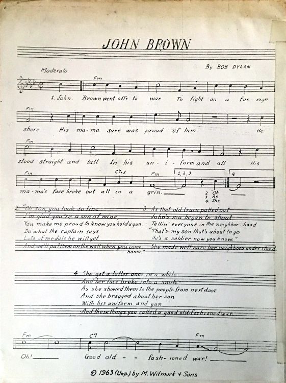 bob dylan john brown sheet music