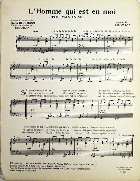 Bob dylan It Hurts Me Too in French sheet music