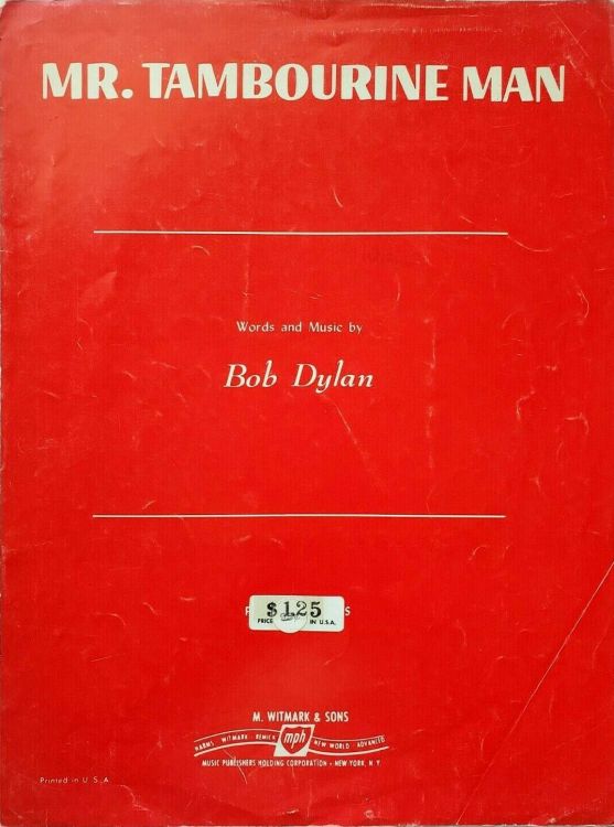 bob dylan mr. tambourine man 1965 m.witmark sheet music