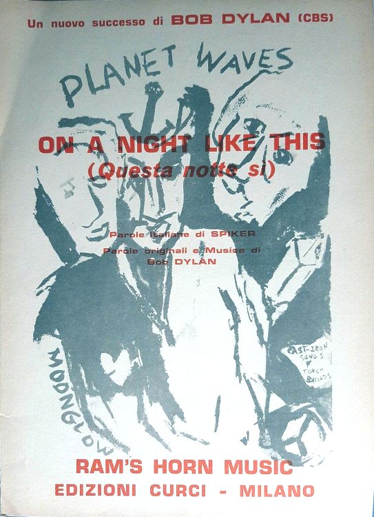bob dylan on a night like this sheet music italy