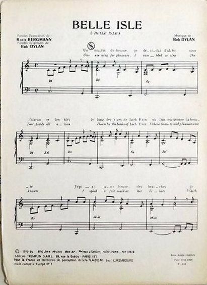 Bob dylan belle isle sheet music