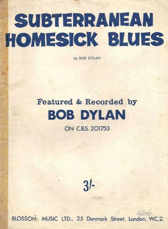 bob dylan subterranean homesick blues uk blossom sheet music