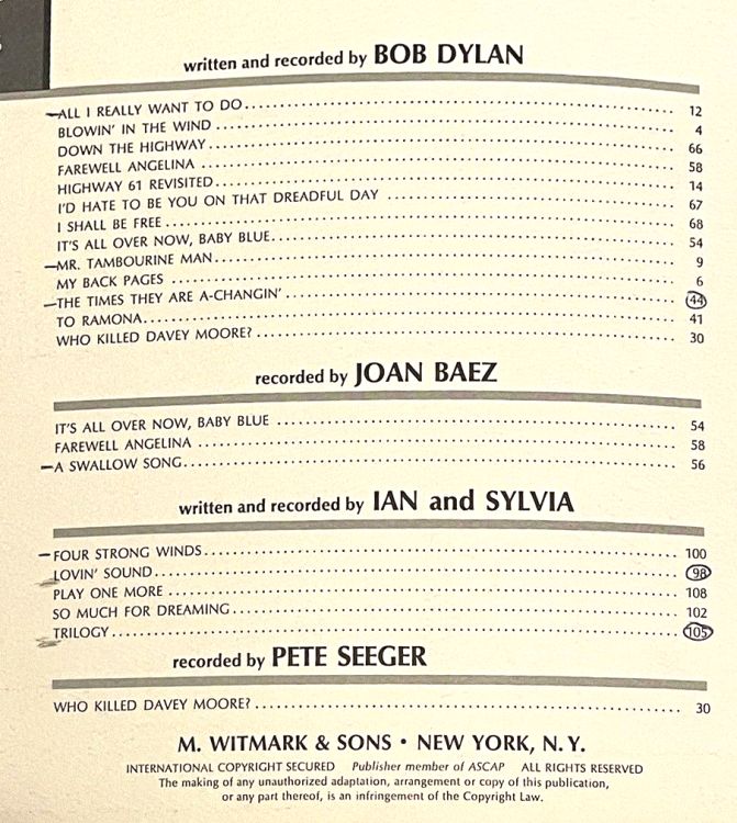 the folk music scene bob dylan songbook