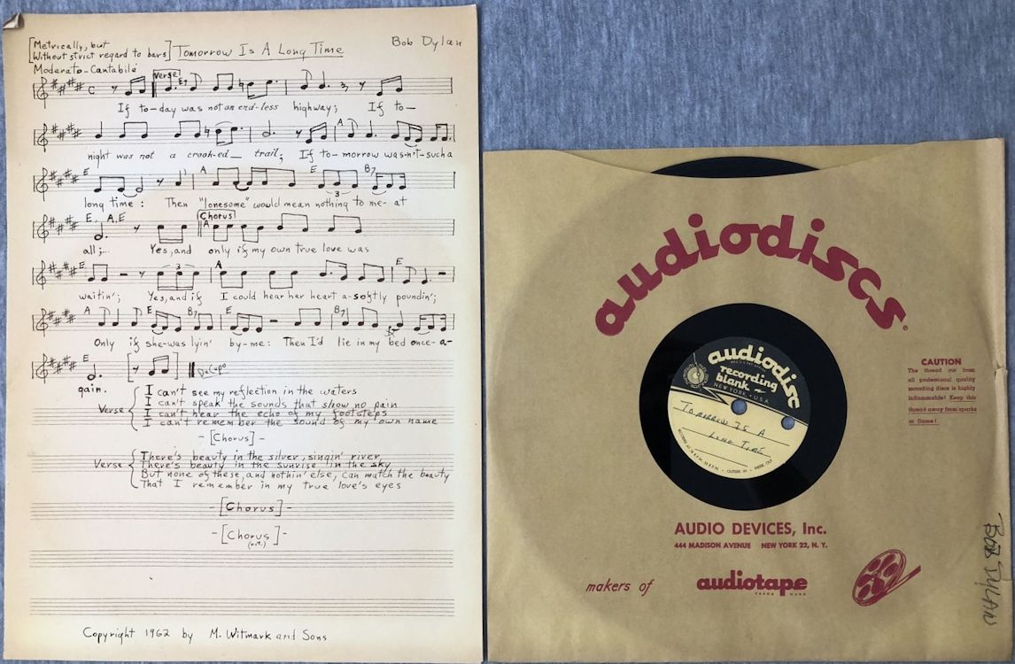 bob dylan acetate tomorrow is a long time sheet music